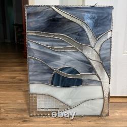 Winter Landscape Stained Glass Panel By Bill Boudreau Songbird Studio