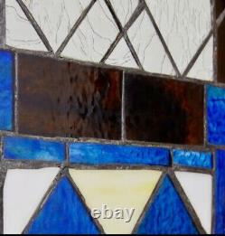 Wow! Stained Glass Panel Tiffany Style Victorian Design 36 H 42 H WithChain