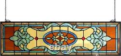 Yogoart 32 Inch Width Horizontal Stained Glass Window Hangings Tiffany Glass Win