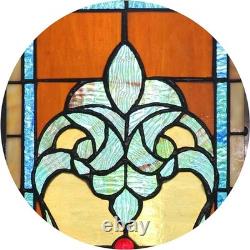 Yogoart 32 Inch Width Horizontal Stained Glass Window Hangings Tiffany Glass Win
